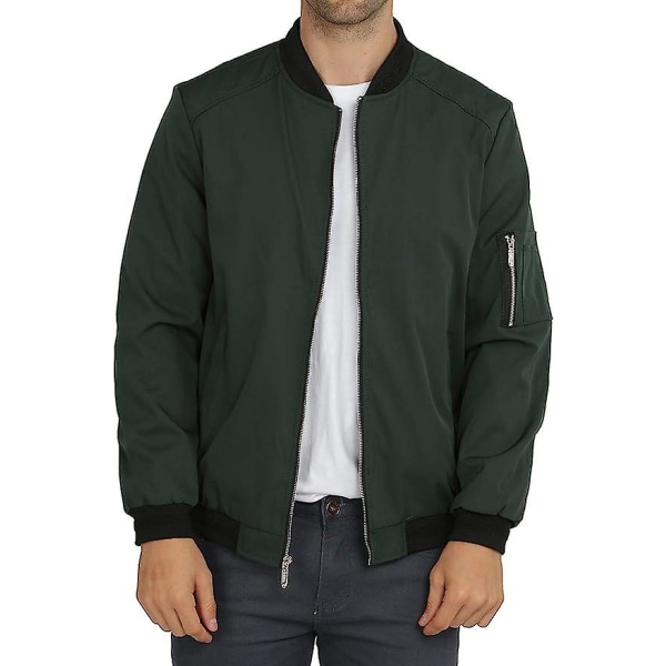 Herr Casual Lättviktsjacka Softshell Flight Bomberjacka Varsity Vindjacka Green M