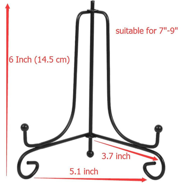 Set med 2 svarta staffliplattställ dekorativa displayställ för foto, bildramar, dekorativa tallrikar, målningar och konstverk, 6 tum