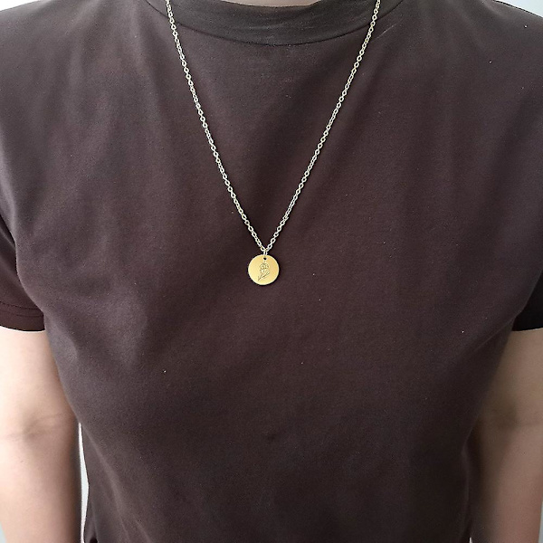 Runt mynt halsband, titanstål snidade blommor, små hängen presenter style2