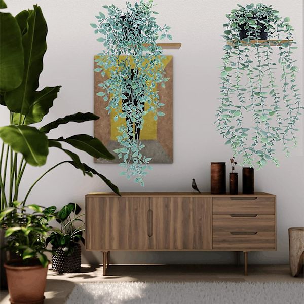 Konstgjorda hängande växter Set om 2 konstgjorda växter Eucalyptus med krukor Fake A