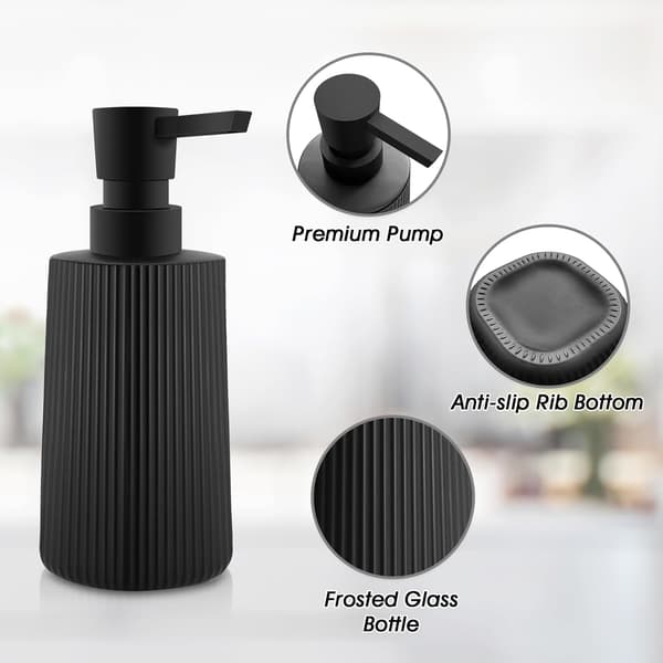 Sæbedispenser Glas Opvaskemiddeldispenser med Ribbet Design Sæbedispenser Køkken med Bordpladepumpe Dispenser blackone