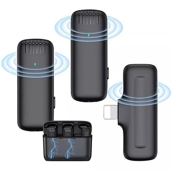 2 stk. Trådløs Mikrofon med Mottaker Lydopptak Mini Lightning Type-C Lavalier Mikrofon Lightning
