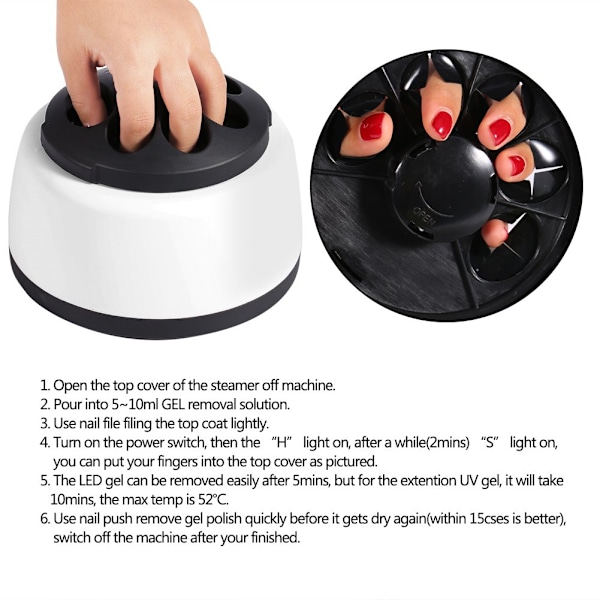 Neglelakfjerner Maskine, Elektrisk Steamer Manicure Værktøj Dampet til at Fjerne Neglegel Lettere & Sikker Fjernelse UV Negle Bygge Gel