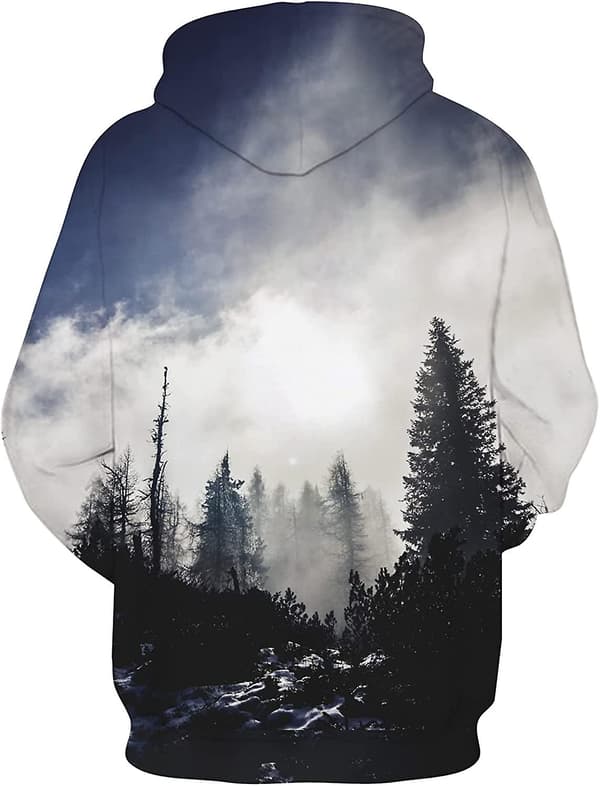 Herrehettegenser Morsom 3D-print Hettegenser Langermet Genser Pullover Jumper