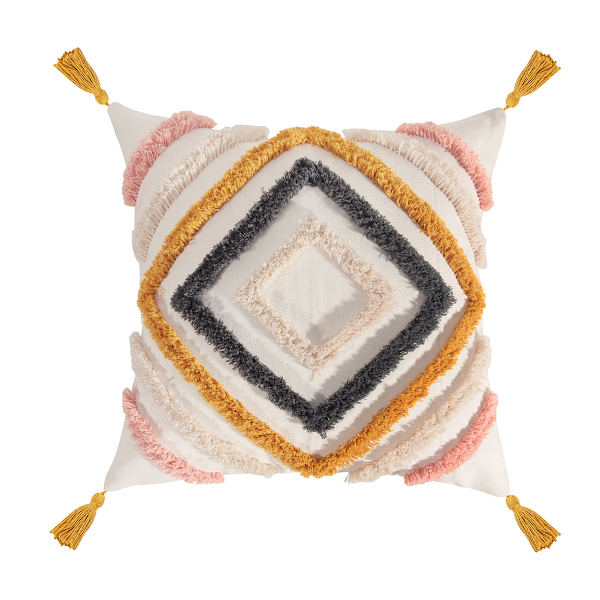 Boho kuddfodral Modern geometrisk diamant Boho kuddar Dekorativa prydnadskuddfodral Gul Blå Rosa Mjuk vävd tuftad kuddkudde