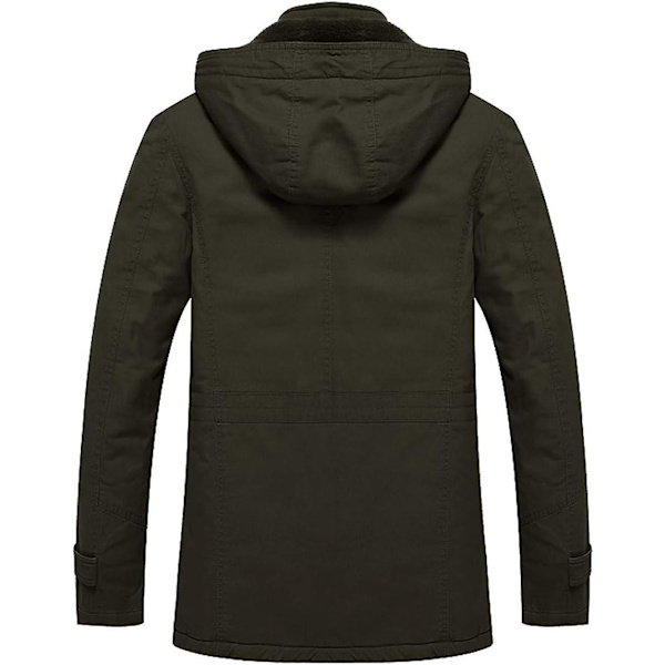 Jacka för män - avslappnad vinterjacka i bomull Militärjacka Tjockad huva Cargo Coat Green 4XL