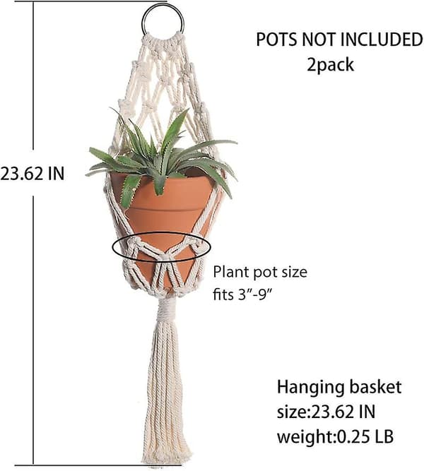 Boho Macrame Plant Hængere Med Loftkroge