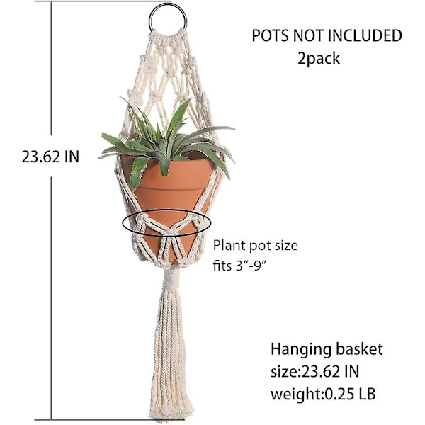 Boho Macrame Växt Hängare Med Takkrokar