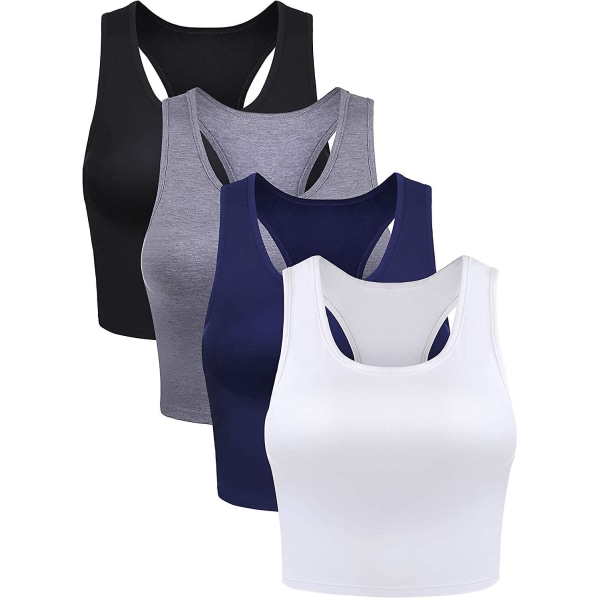 4-pack basisträning crop tank tops, ärmlösa racerback sport tank top Style 5 M