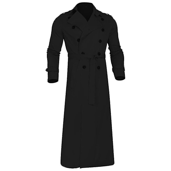 Herrar Lång Trenchcoat Krage Överrock Casual Vinterjacka Enfärgad Ytterkläder ArmyGreen XXL