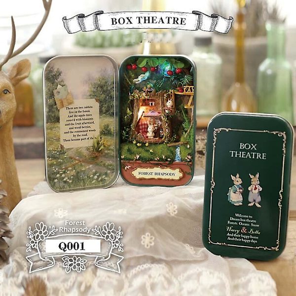 Box teater mini dockhus prefabricerad miniatyr DIY dockhus kit möbelfodral case för barn födelsedagspresenter Q001