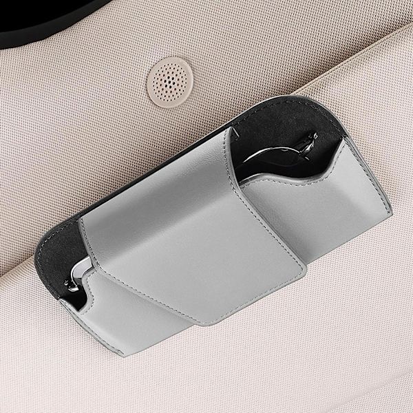 Auton aurinkolasipidike aurinkosuojalle, PU-nahkainen autolasipidike, auton aurinkolasien säilytyslaatikko, yleismalliset auton sisätilan lisävarusteet Gray