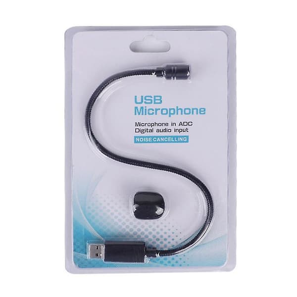 Mini USB Mikrofon til Laptop og Desktop Computer PC Kondensatormikrofon med Svanenhals Black