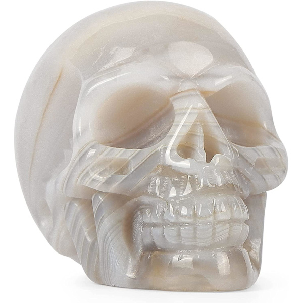 2.0-tommer Krystal Kraniehoved Dekor Agat Sten Kranier Figurer Skulptur Udskåret Reiki Healing Statue Samlerobjekt Figur