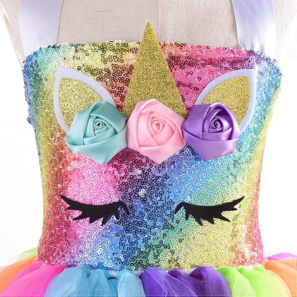 Glittrig unicorn tutu-klänning för flickor 4T