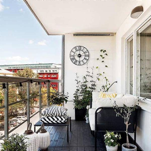 Klokke for r Vintage hus Metallklokke med arabiske tall Lydløs ikke-tikkende klokke Utendørs klokke for kjøkken Soverom Bakgård en - 35cm Black 35cm