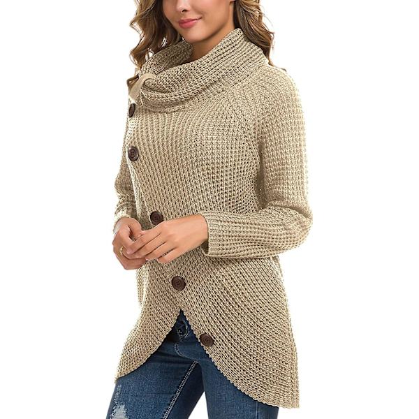 Kvinnors Acsergery Chunky Jumpers Stickad Vinter Varm Tröja Sköldpadda Hals Wrap Asymmetrisk Fåll Present