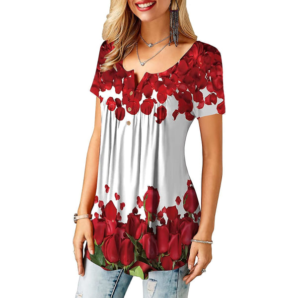 Naisten puserot röyhelöillä, löysä napitus, tunikat naisille Redrose XXL