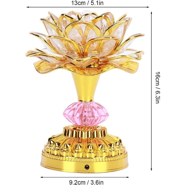 LED Lotus Buddhistisk Lampe, Buddha Lotus Lys, 7 Farver til Buddhistisk Hjemmeindretning Tempel