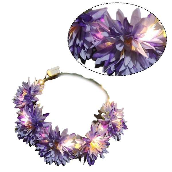 LED-blomsterkrona, blomsterkrans diadem lysande LED-blomster huvudbonad blomsterhuvudbonad shape1