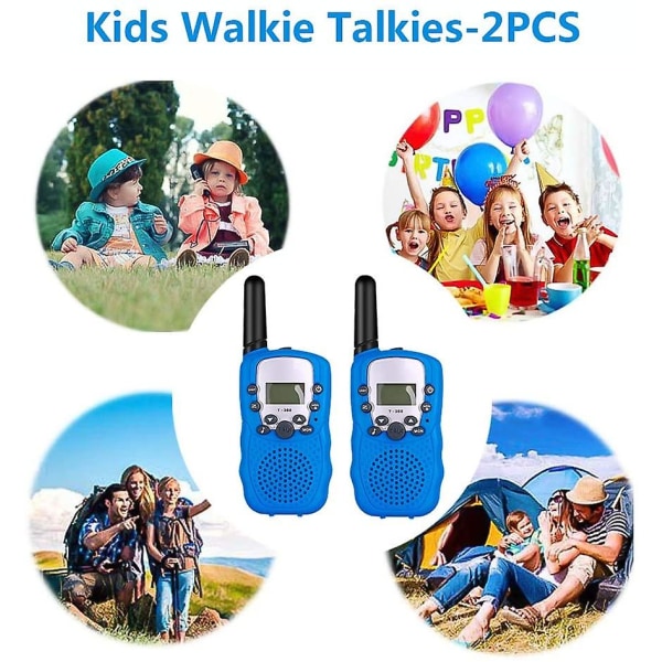 Walkie talkie för barn, 8-kanals tvåvägsradio med ficklampsfunktion, blå färg, perfekt present för flickor och pojkar