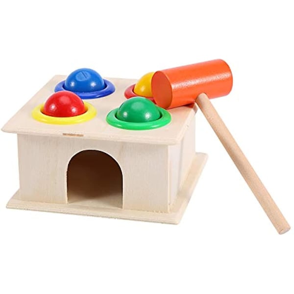 Träleksakshammare och 4- set Barn Barn Game Early Learning Educational Toy