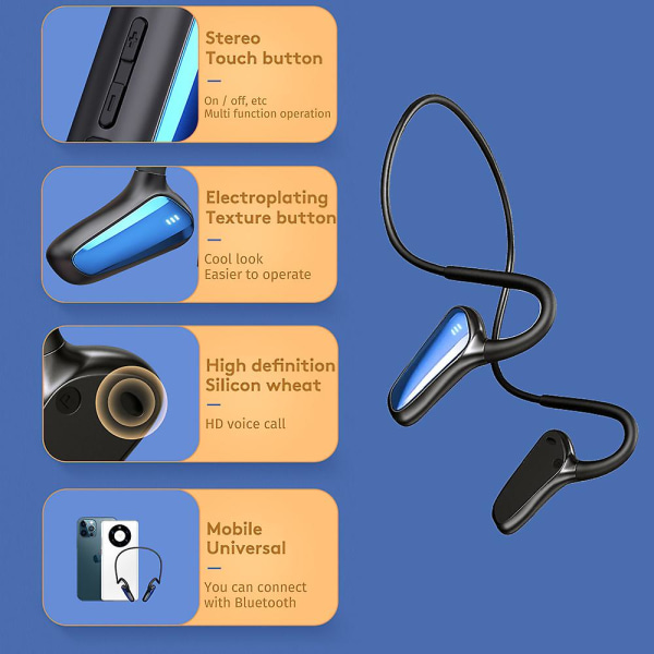 Bärbara sportvattentäta trådlösa in-ear-hörlurar, Bluetooth öronsnäckor Trådlösa hörlurar Bluetooth hörlurar Headset för löpning Promenad Gymning Cy blue