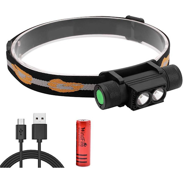 1200 lumenin ladattava otsalamppu 2x XML-L2 LED-otsalamput Kevyt ja vedenpitävä irrotettava otsalamppu akulla retkeilyyn / telttailuun / kalastukseen