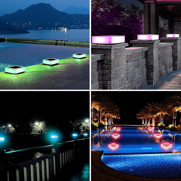 Solcelle stolpehatter - 13 x 13 cm 1 LED gjerde stolpe tre stolpe vanntett lys for dekk terrasse plen trinn utendørs solcellelys (rgb) Jiujiuso