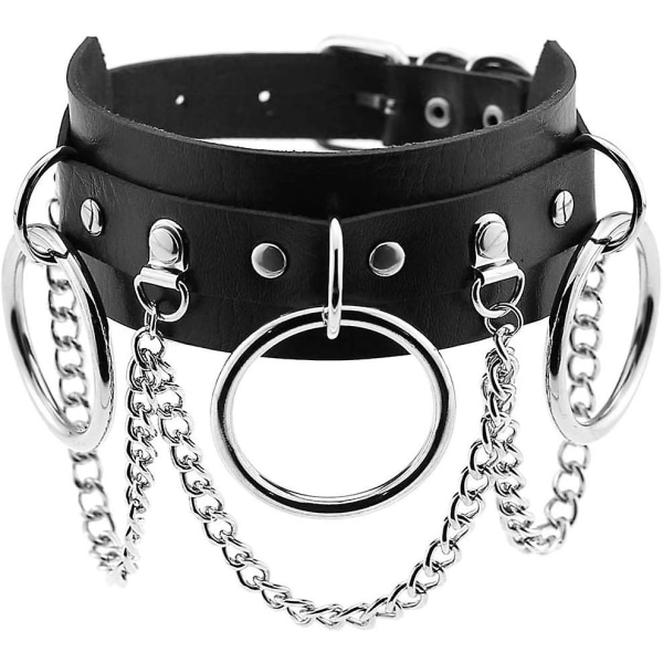 PU Læder Gotisk Choker Kæde Bælte, Justerbar Punk Rock Halskæde Gave