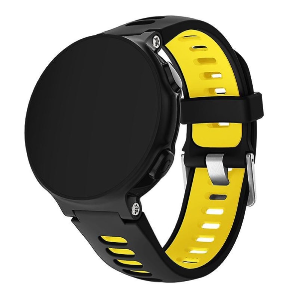 22mm Silver Buckle Watch Strap för Garmin Forerunner 235/230/620/630/220/735/735XT, med fjäderstång Black Yellow