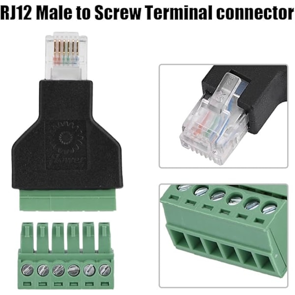 Kaapeliäänisovitin, Ethernet RJ12 6P6C uros - 6-nastainen ruuviliitinsovitin