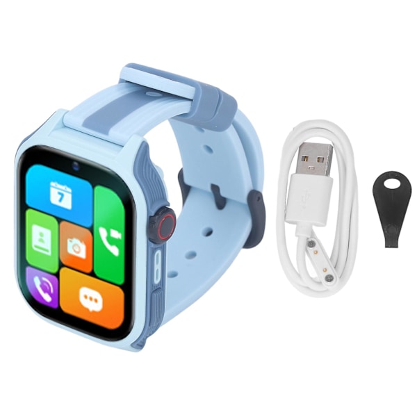 Smart Kids Klocka 4G Stor Skärm Super Tunn Barn Fitness Realtidspositionering GPS Klocka Blue