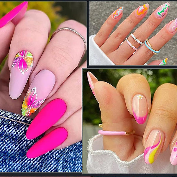 600 st korta nagelspetsar korta ovala halvöverdrag falska nagelspetsar 12 storlekar falska nagelspetsar med låda style3