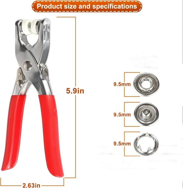 1 Pack Snap Fasteners Tool Kit Hollow And Solid Metal Prong Snaps Buttons Clothing Leather Crafting Sewing Access