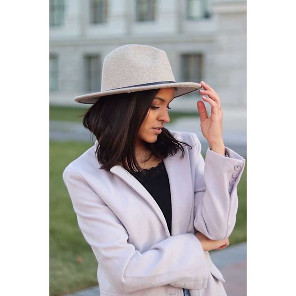 Dame Filt Fedora Hat Bred Skygge Uld Panama Hatte Med Bånd Khaki