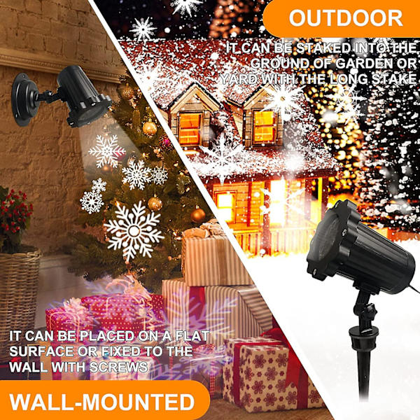 Nyårs Projektorlampa, Utomhus/Inomhus Julprojektor, Dynamisk Snölandskap Jullampa med Fjärrkontroll, Dekoration eller Present till Jul