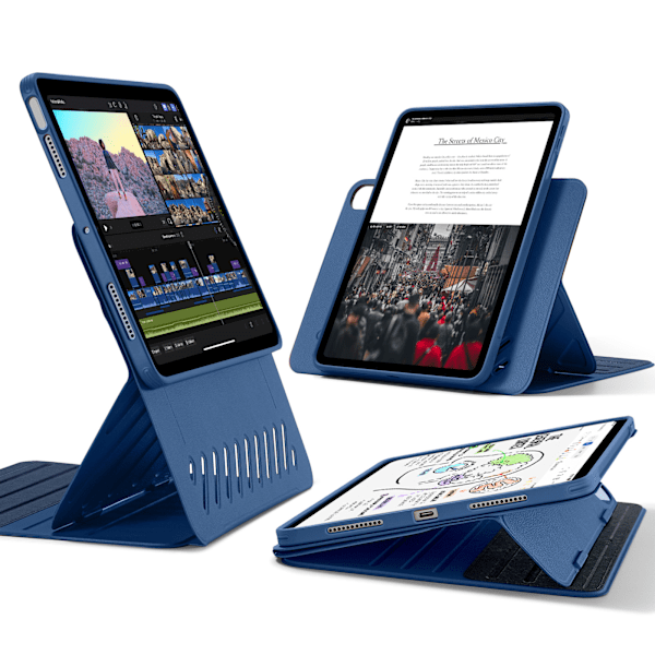 iPad Air 11 tuuman M2 -kotelo, iPad Air 6/5/4 (2024/2022/2020), irrotettava magneettikansi, jalusta pysty-/vaakasuunnassa korotetulla näytöllä Blue Air 11 Air5 4