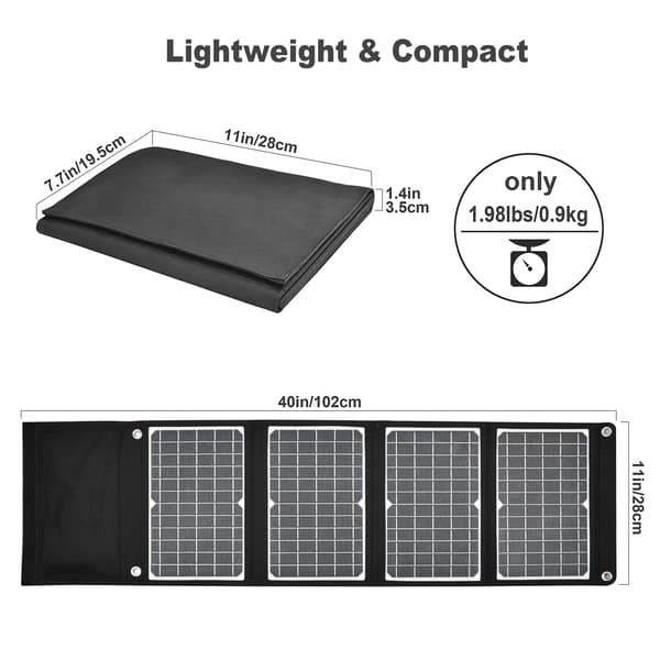 1 stk. 30W Bærbar Solcelleoplader, Udendørs Solcellepanel, Sammenfoldelig Solcellepose til Udendørs Vandreture og Camping