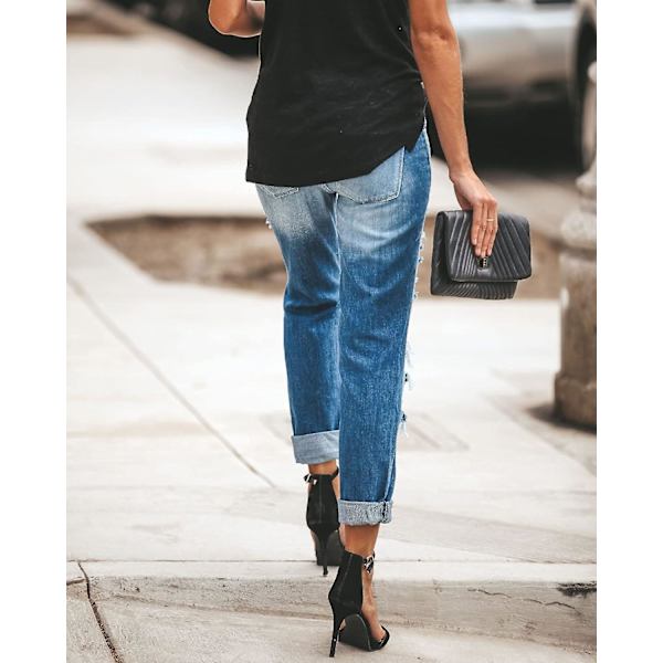 Ripped Boyfriend Jeans - Slitna, råa fållar och ankelkorta