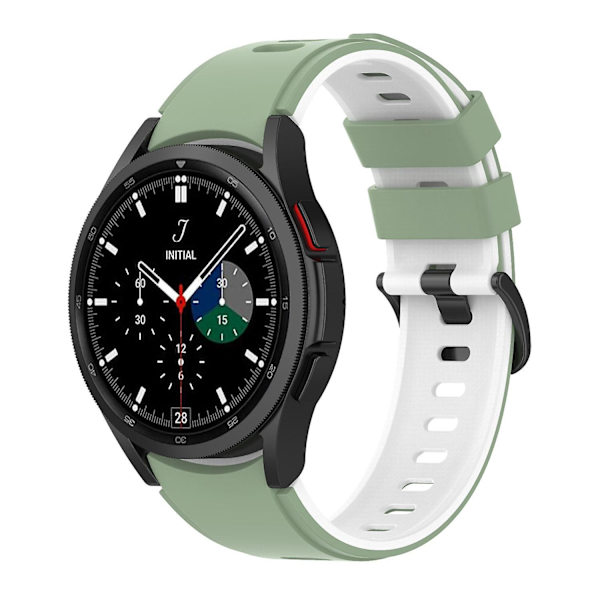 Kaksivärinen silikoniranneke Galaxy Watch4/5/6 40mm 44mm/Watch6 Classic 43mm 47mm/Watch 5 Pro 45mm -kelloille Light Green White