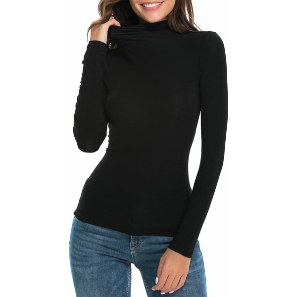 Naisten pitkähihainen/hihaton slim fit -mallinen poolokauluksinen mukava perus T-paita L