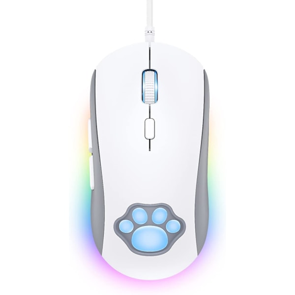 Katt Pot Rgb Gaming Mus, Stille Optisk Datamus Usb Kablet Med 6 Justerbare Dpi Opp Til 7200, Rgb Belysning, 6 Programmerbare Knapper For Windows/vi