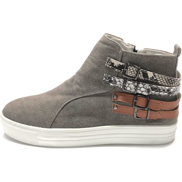 Dam High Top Canvas Sneakers Skor Mode Casual Flat Gym Sports Lätta Stövlar Spänne Dragkedja Skor 38