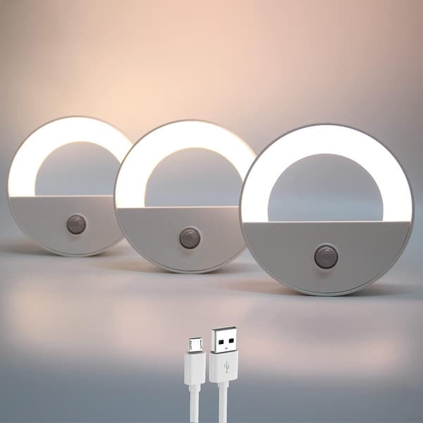 2-pack inomhus USB-laddningsbara LED-rörelsesensorlampor