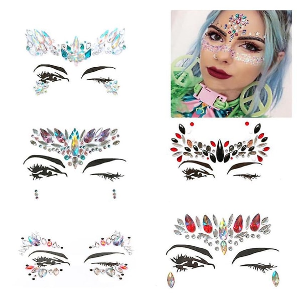 Halloween-teemainen tatuointitarra-setti, valaiseva kasvojalokivitatuointitarra, Cosplay 15