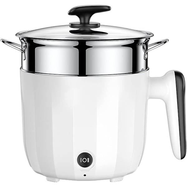 Non-stick elektrisk stekpanna, elektrisk varm gryta, elektrisk spis, multifunktionell minikastrull för nudlar, 1,8 l elektrisk spis med ångställ, med Ste With steamer
