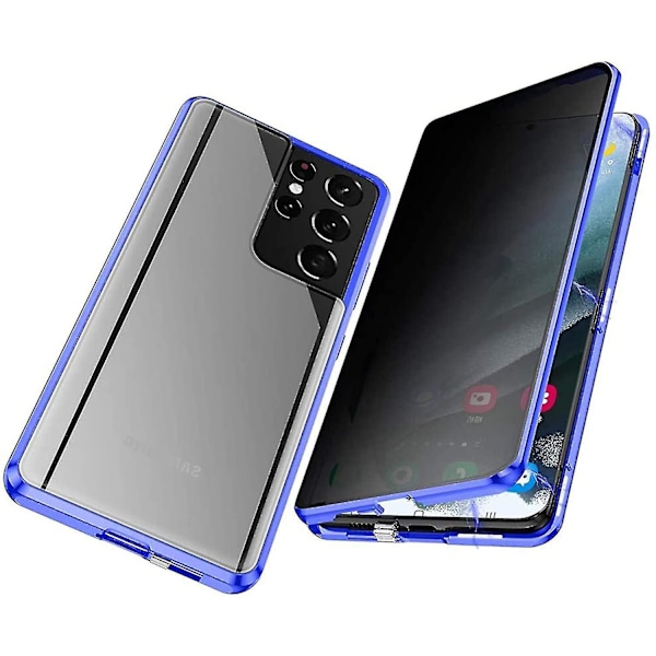 Personvern Magnetisk Metallramme Anti-titte Klar Deksel Kompatibel Med Samsung Galaxy S22 S22+ S22 Ultra Blue S24 Plus