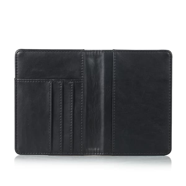 Multifunksjonell PU-Lær Lommebok Bi-fold Deksel Passholder Black