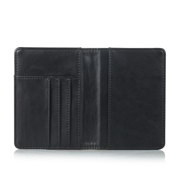 Multifunktionell PU-läderplånbok Bi-fold Cover Case Passfodral Black